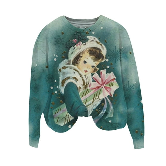IROINNID Christmas Sweatshirts for Women Christmas Crewneck Pullover Long Sleeve Loose Fitting Holiday Casual Sweatshirt,Green