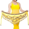 thumbnail image 2 of IQOGKRN Hip Scarf for Belly Dancing Women's Belly Dance Scarf with Gold Coins Skirts for Bellydance Yellow One Size, 2 of 4