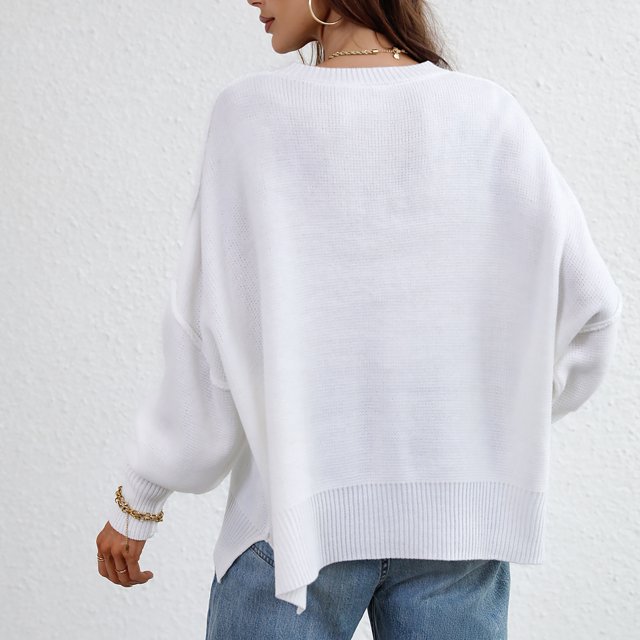 Knit Sweater, Fashionable Long Sleeve Pure Color Breathable Pullover Sweater For Women For Shopping Dating ANGGREK EG1711