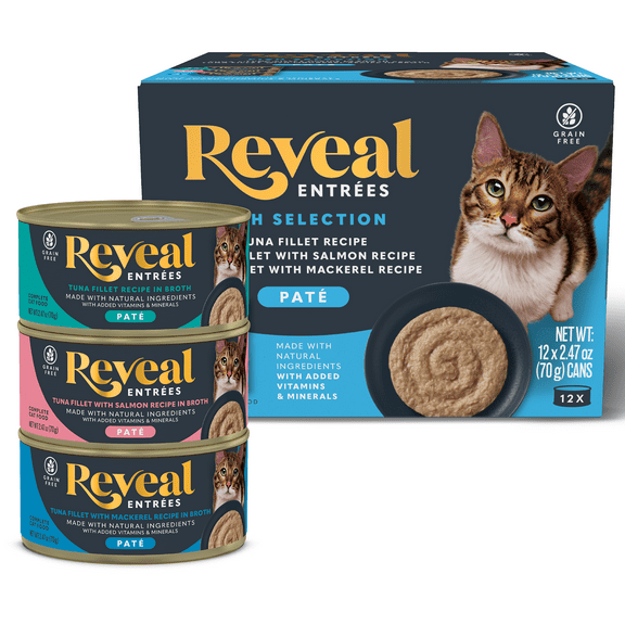 Reveal Pet Food, Natural Wet Cat Food, Fish Entree Pate Selection