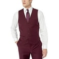 thumbnail image 3 of Adam Baker by Caravelli Men's 613709 Single Breasted Stretch Slim Fit Stretch 2-Button Vested Suit Set - Burgundy - 46L, 3 of 6