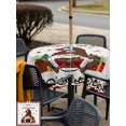 thumbnail image 4 of Outdoor Tablecloth with Umbrella Hole and Zipper, Christmas Gnomes Square Table Cloth 54x54 Inch Waterproof Tablecloth, Winter Xmas Gifts Snowflake Burlap Picnic Table Cover for Patio Camping, 4 of 7