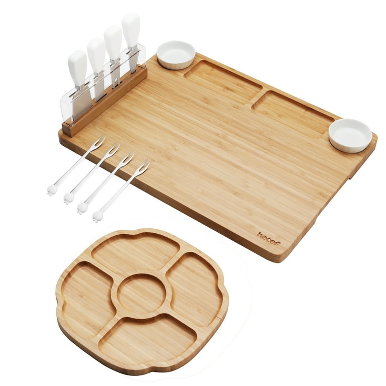 13 Pieces Cutting Board Set Bamboo Cheese Board With Tableware Set