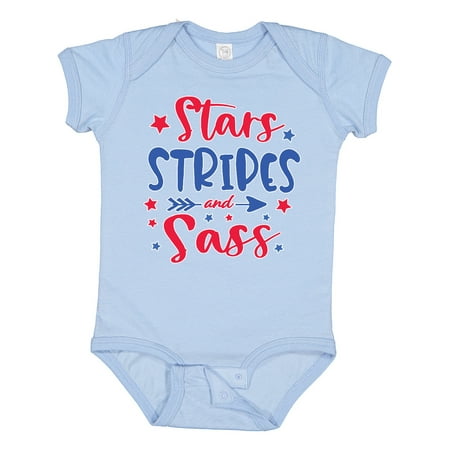 

Inktastic 4th of July Stars Stripes and Sass Blue and Red Stars Gift Baby Girl Bodysuit