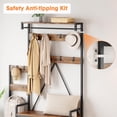 thumbnail image 4 of BeesClover Coat Rack Hall Tree with Shoe Bench,Industrial Entryway Organizer with Hooks,Hanging Rail,Shelves & Shoe Storage,Freestanding Mudroom Bench with Coat Hooks,Rustic Hallway Furniture, 4 of 8