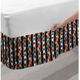 thumbnail image 2 of Modern Bed Skirt, Vector Contemporary Design Geometric Hexagonal Detailed Image, Elastic Bedskirt Dust Ruffle Wrap Around for Bedding Decor, 4 Sizes, Turquoise Salmon, by Ambesonne, 2 of 2
