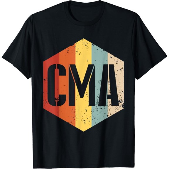 CMA Certified Medical Assistant Retro Assisting T-Shirt Black Large