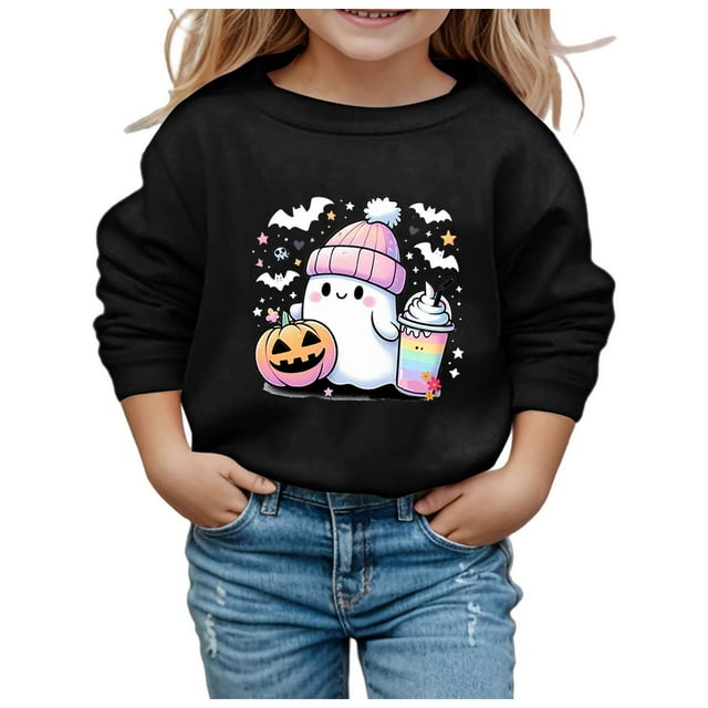 Hfolob Chandail en Molleton Fille Enfants Garçons Filles Chandail Décontracté Ample Enfants Col Rond Manches Longues Chandail à Capuchon