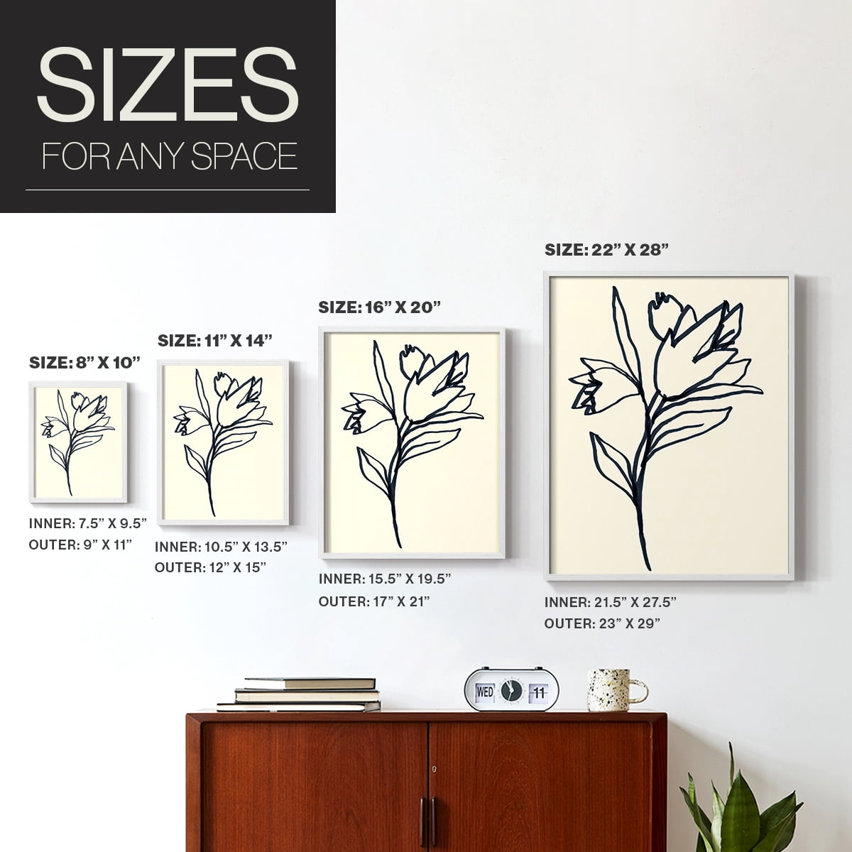 Floral Marker I in Paper Solid Wood 11 x 14 Framed Print
