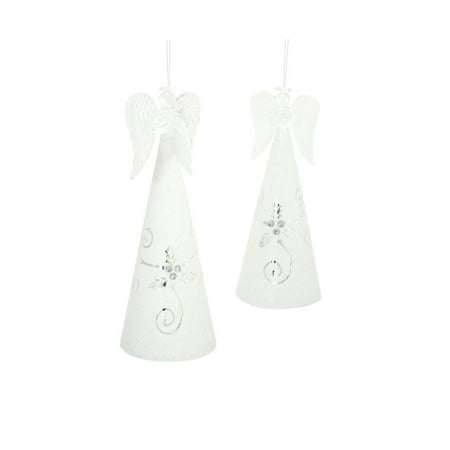 Melrose 2ct Winter Light Praying Angel Glass Christmas Ornament Set 9.5
