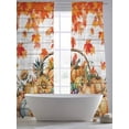 thumbnail image 5 of Sheer Curtains 96 Inches Long 2 Panels, Autumn Pumpkin Sunflower Rod Pocket Curtain Voile Draperies, Fall Maple Leaf on Wood Light Filtering Window Treatment for Living Room Kitchen Bedroom, 5 of 8
