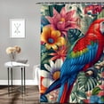 thumbnail image 2 of RUIYC Tropical Bird and Flower Waterproof Shower Curtain Multiple Sizes Chic Modern Bathroom Decor White, 2 of 7