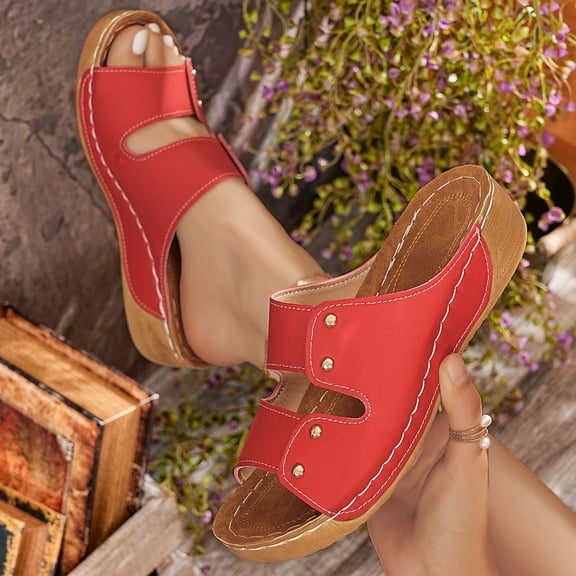 Summer Slippers for Women Arch Support Wedge Open Toe Slip On Sandals Summer Casual Daily Women Beach Fashion Slippers Lazy Shoes