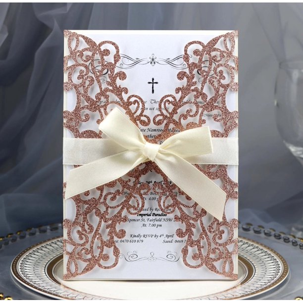 Tarjetas de invitación de boda cortadas con láser, 10 piezas, para compromiso nupcial, Baby Shower, fiesta de cumpleaños, tarjetas de felicitación