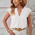 thumbnail image 2 of ZyeKqe Womens Dressy Tank Tops V Neck Ruffle Cap Sleeve Shirts Ladies Summer Tops Dotted Flowy Work Casual Blouse, 2 of 5