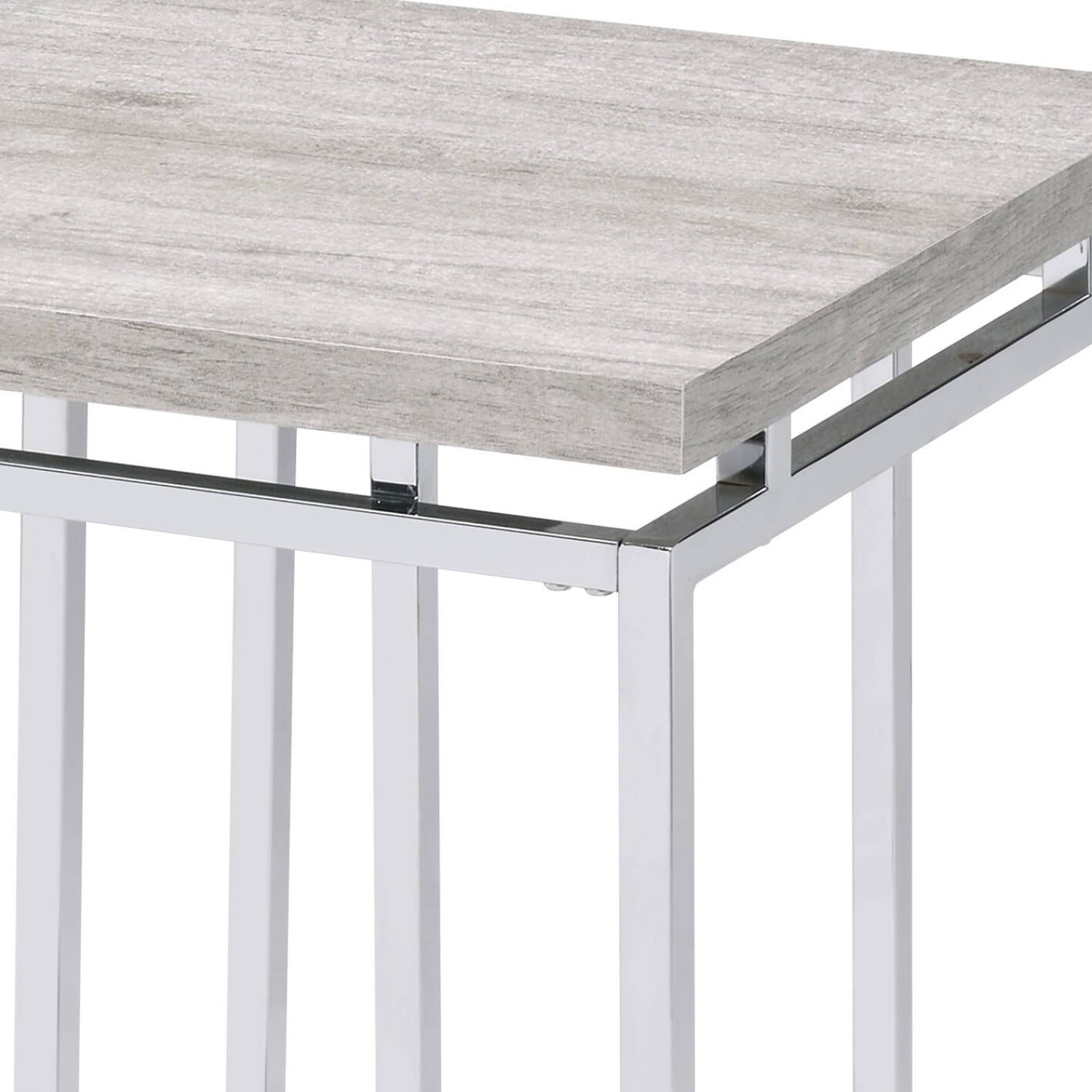 Chic Natural Oak & Chrome End Table Contemporary Design, Sturdy Construction, Elegant Details