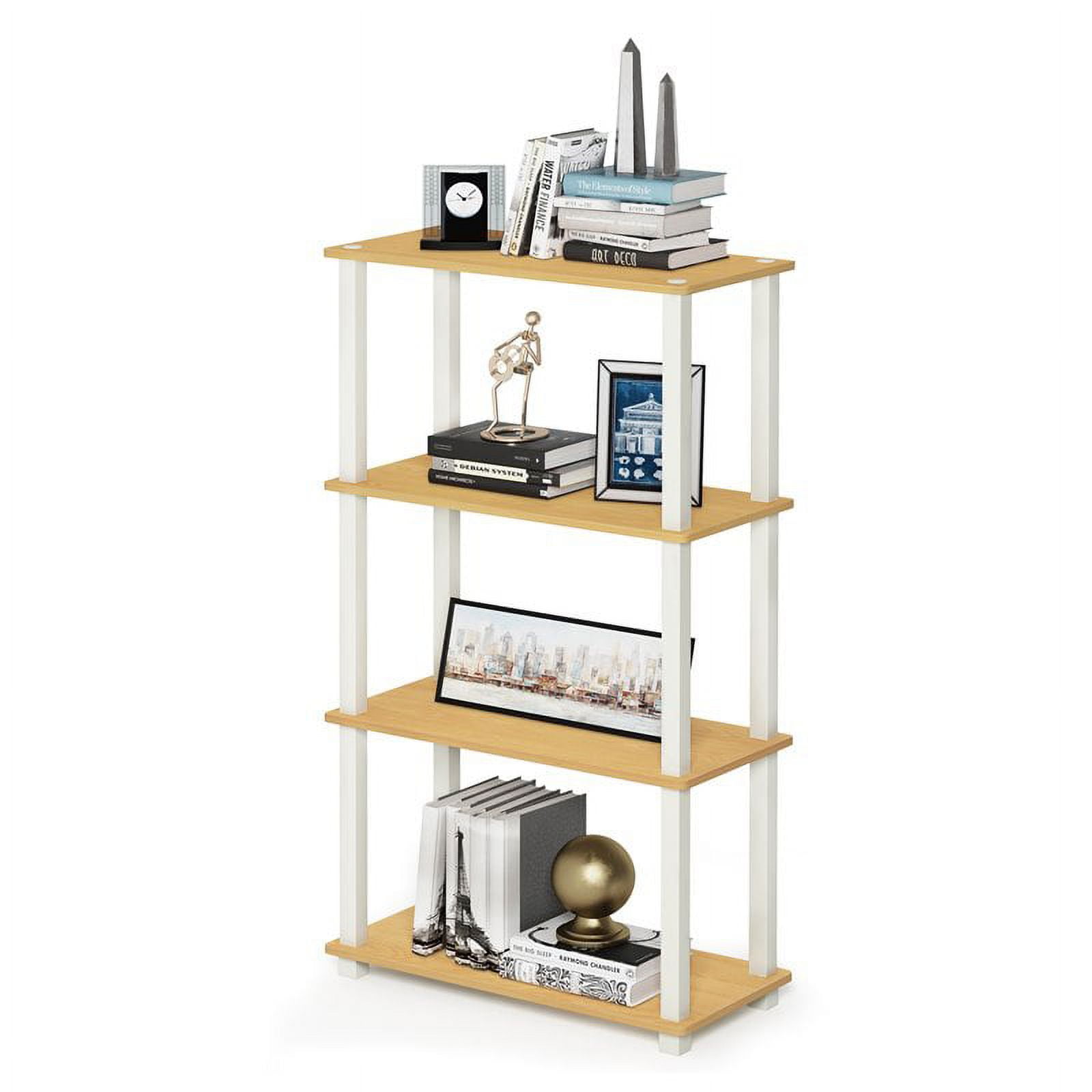 Furinno Turn-S-Tube 23.6â€ W x 11.4 D x 43.25 H 4-Shelf Decorative Shelves, Beige and White
