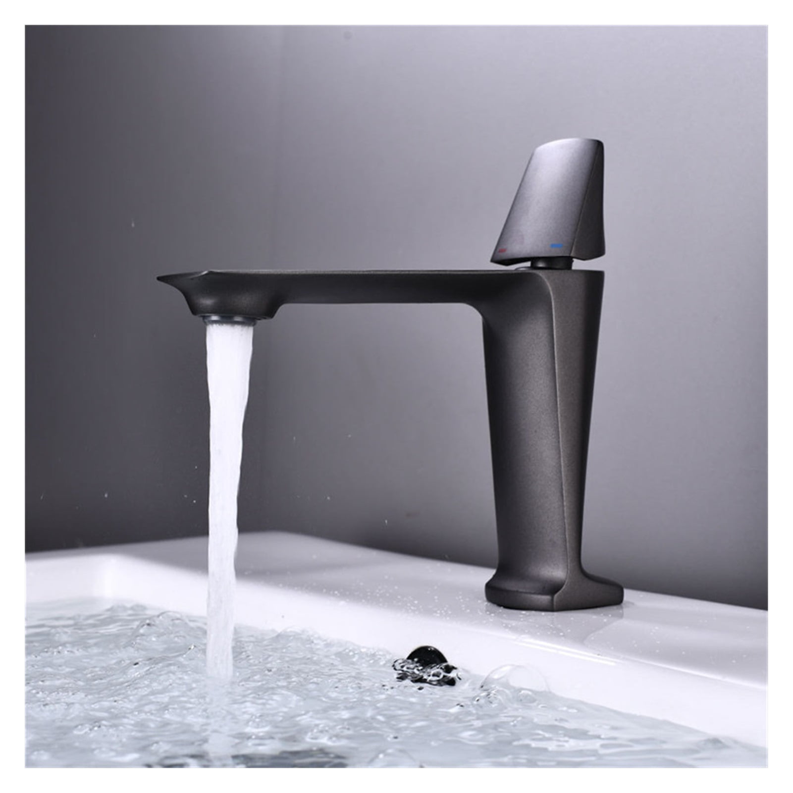 Basin Faucets Black Brass Faucet Hot and Cold Bathroom Sink Faucet Deck Mounted Toilet Nickel/Grey Color Mixer Water Tap