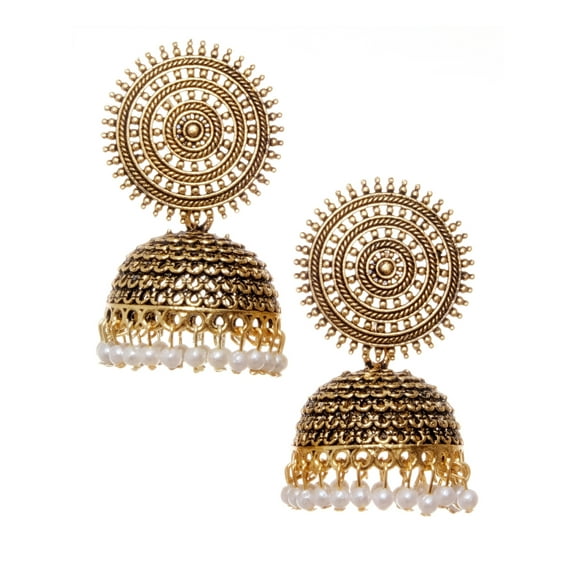 Crunchy Fashion Tribal Muse Oxidized Collection Stylish Indian Wedding Jewelry Jhumki Jhumka Earrings for Women