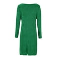thumbnail image 5 of SMihono Fashion Women's Long Sleeve Sweater Dress Slim Fit Solid Dresses Square Neck Bodycon Ribbed Knit 2025 Spring Casual Dresses for Women Green 4, 5 of 9