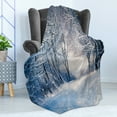 thumbnail image 4 of Winter Soft Flannel Fleece Throw Blanket, Alley in Snowy Forest Cold Freezing Weather Rural Nature Outdoors Woodland, Cozy Plush for Indoor and Outdoor Use, 70" x 90", Blue Black White, by Ambesonne, 4 of 5
