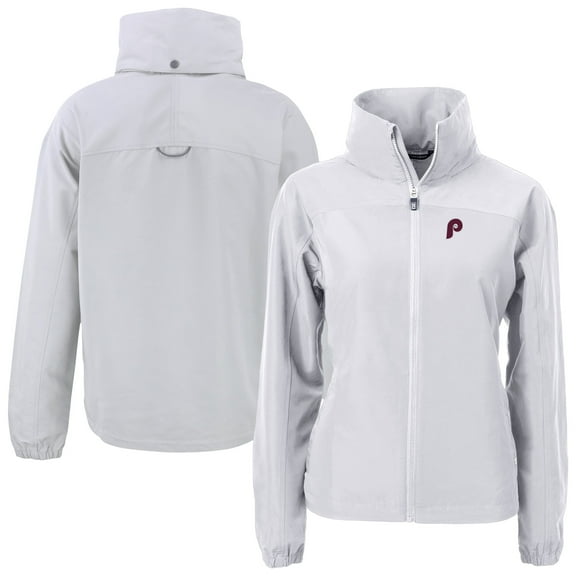 Women's Cutter & Buck Gray Philadelphia Phillies Cooperstown Collection Charter Eco Recycled Full-Zip Jacket