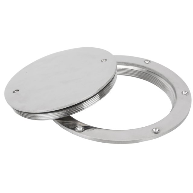 Ouitble Placa de Cubierta, Cubierta de escotilla de Placa de Cubierta de 6 Pulgadas, Redonda, de Acero Inoxidable 316, Impermeable, Antideslizante, Superficie Pulida con Espejo