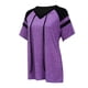 thumbnail image 3 of Qarigey Camiseta de manga corta para mujer, blusa bonita con cuello en V de Color sólido, camiseta deportiva de verano para cumpleaños, ropa de verano Prendas para la parte del cuerpo Púrpura XXL Qarigey AP011139-07, 3 of 6