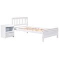 thumbnail image 3 of 2-Pieces Bedroom Furniture Sets, Twin Size Platform Bed Frame with Headboard and Footboard, Nightstand with Storage Drawer, White, 3 of 7