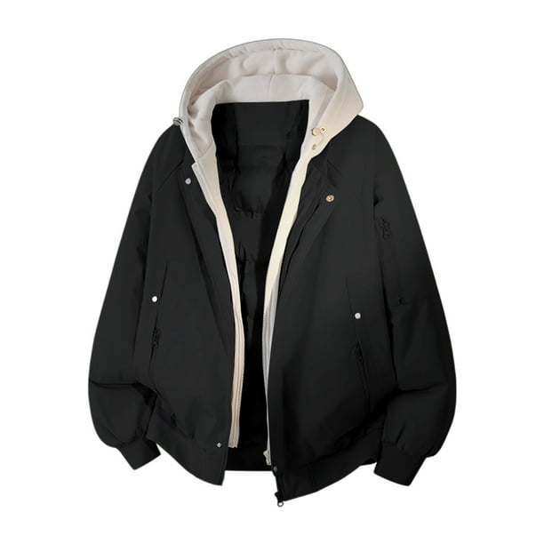 Ceisia Men's solid color warm hooded coat long sleeve outerwear Gift