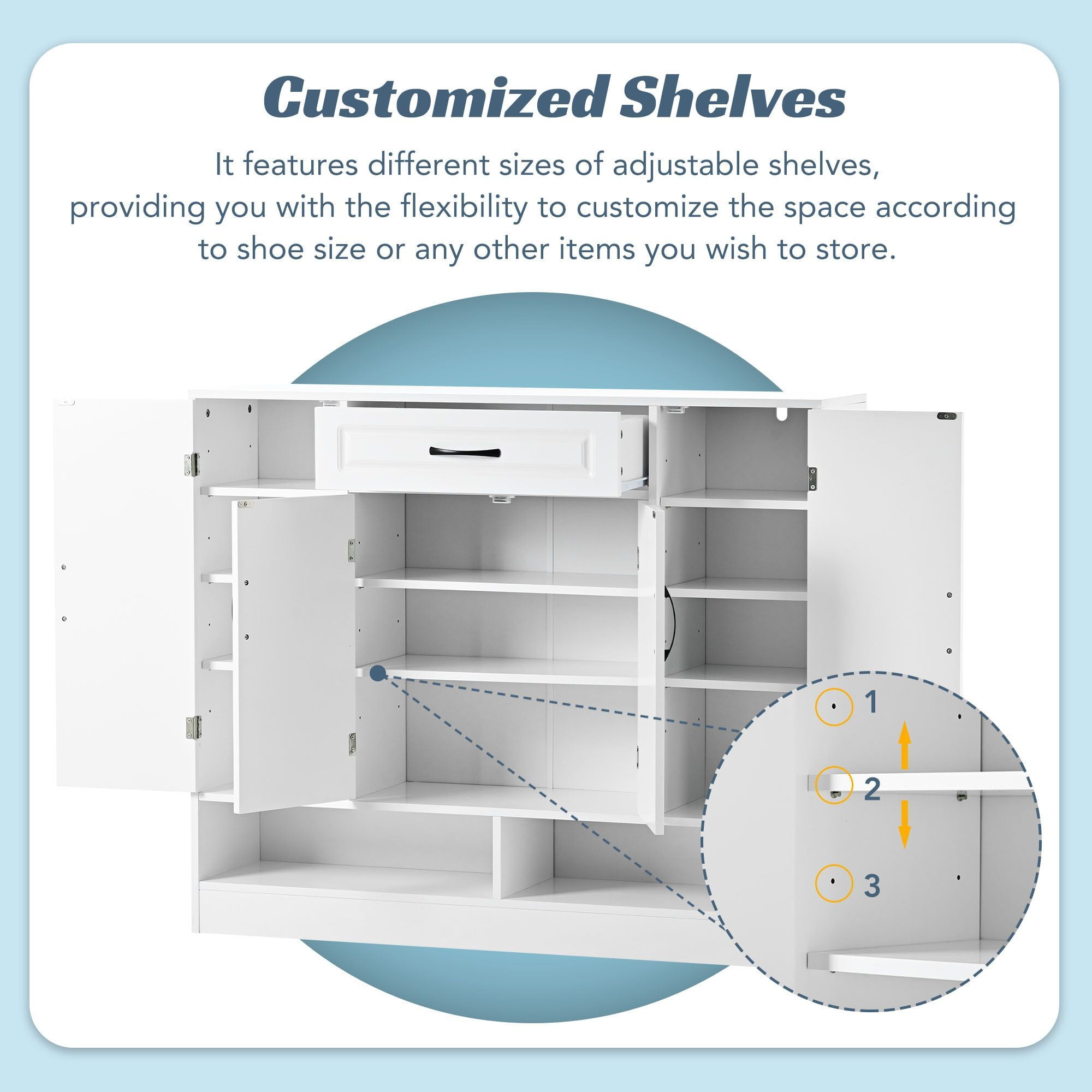 DEALTOPS Modern Minimalist Shoe Cabinet with Ample Storage Space and Adjustable Shelves, Freestanding Wooden Shoe Rack for Entryway - White