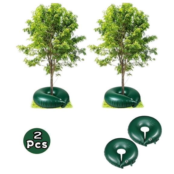 Tutuviw 10 Gallon Tree Watering Ring Tree Watering Bag Slow Release Plastic Drip Irrigation Water Pouch Automatic Drip System for Planting Gardening Trees and Shrubs, (Green,2 Pack)