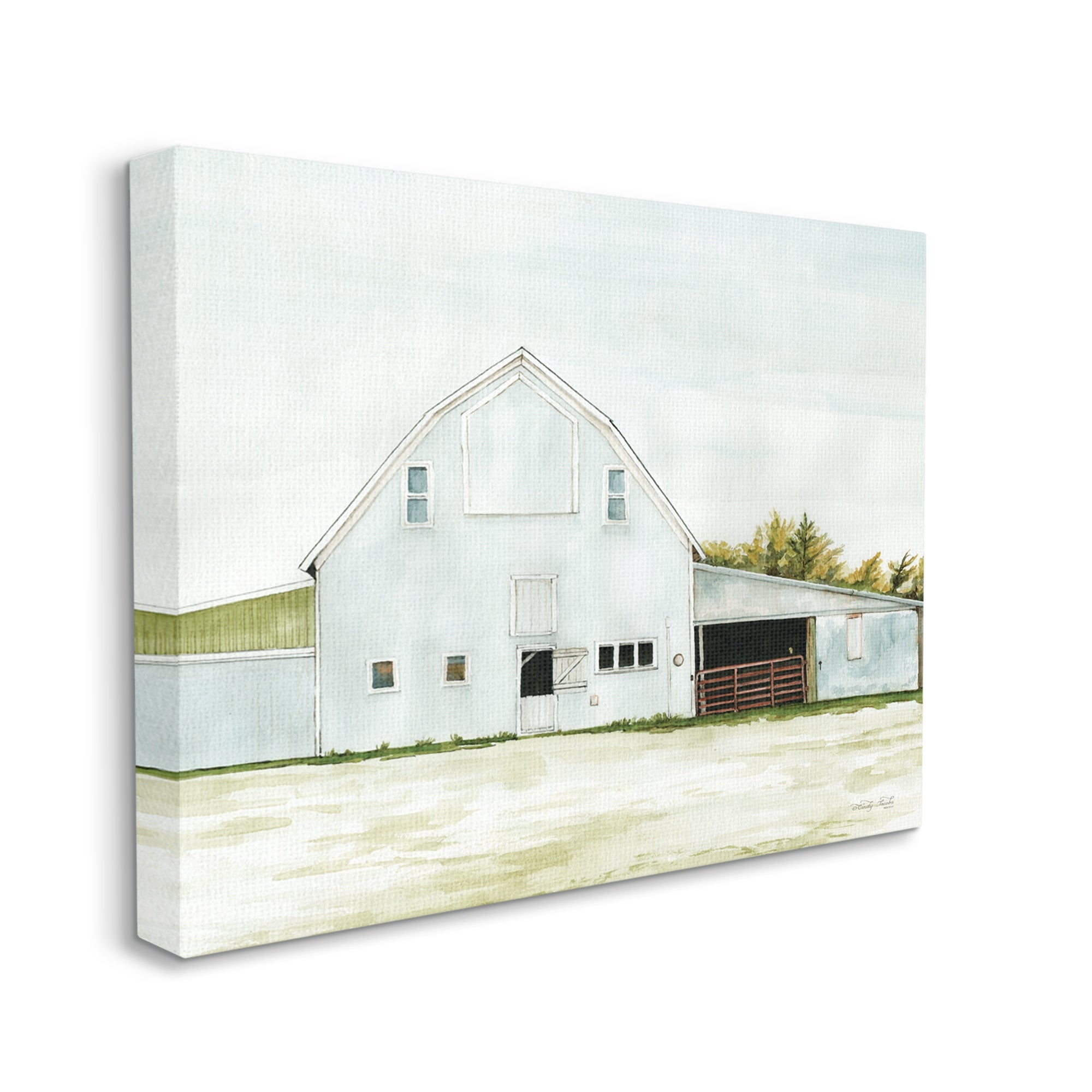 Stupell Industries Countryside Barn Rural Farmland Field Landscape Painting Gallery Wrapped Canvas Print Wall Art, Design by Cindy Jacobs