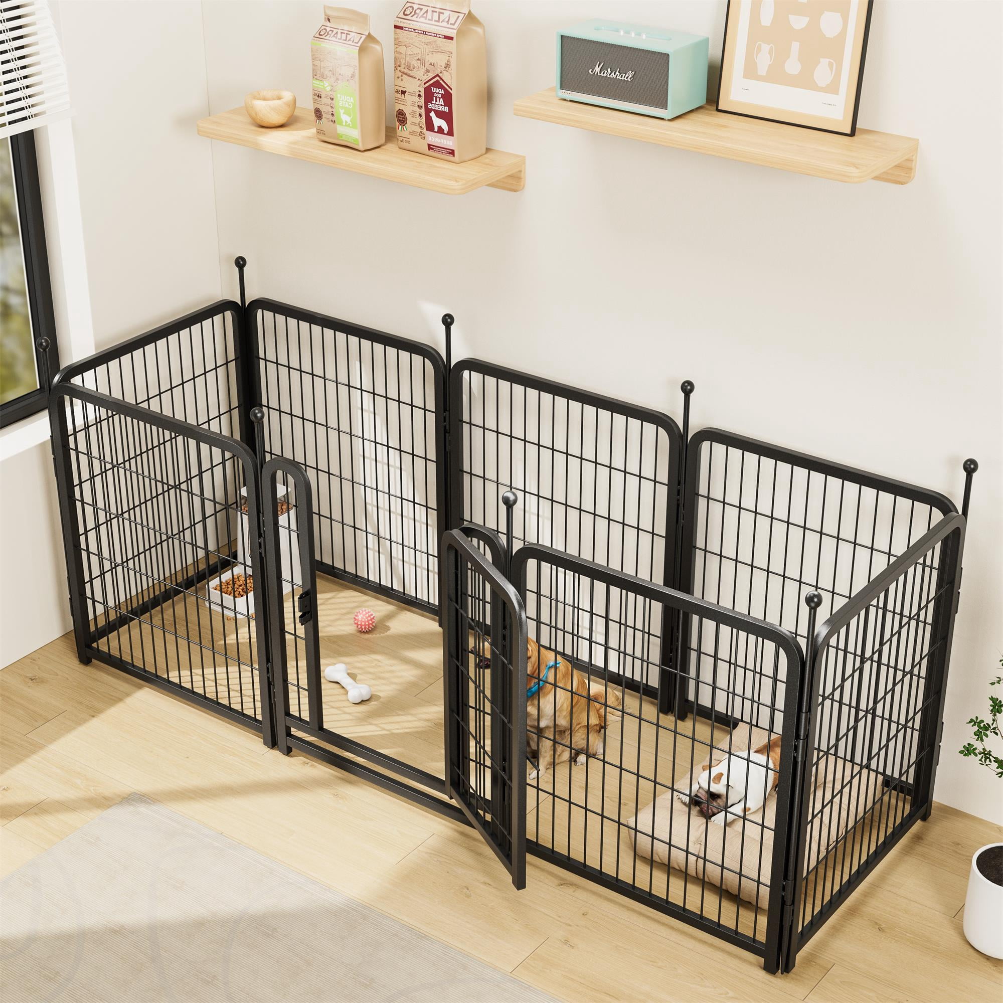 Pefilos Dog Playpen for Indoor, Yard, RV Camping, 31.7" 8 Panels Dog Fence for Puppy and Small Dogs, Outdoor Foldable Pet Exercise Pen, Black