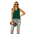 thumbnail image 5 of Uvplove Women's Summer Sleeveless Chiffon Tank Tops Loose Casual V Neck Shirt Dark Green S-2XL, 5 of 7