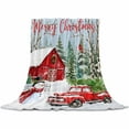 thumbnail image 2 of Christmas Red Barn Truck Throw Flannel Blanket 40x50In Snowman Xmas Tree Snowflake Cardinal Super Soft Cozy Bed Blanket, Lightweight Plush Fuzzy Bed Throw for Bedroom Sofa Couch Living Room, 2 of 4