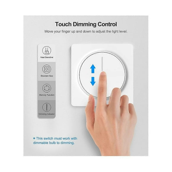 Tuya Smart Wifi Dimmer Light Switch,Touch Dimming Panel Wall Switch 100-240V,Works for Alexa Google