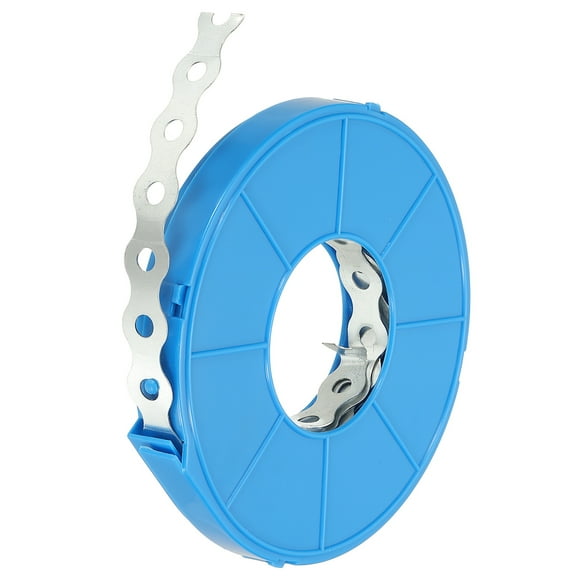 Uxcell Galvanized Pipe Strap, 1 Pcs 0.67 Inch x 33 FT 0.6mm Thickness Metal Strapping with Holes Bendable Pipe Hanger Strap for Pipe Supports Hanging, Silver Tone/Blue