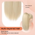 thumbnail image 4 of Short Blonde Drawstring Ponytail Extension,  Straight Multi-Layered Lightweight Fluffy Tangle-Resistant Clip in Ponytail Hair Extensions Smooth Soft Synthetic Hairpiece, 4 of 12