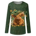 thumbnail image 4 of St Patricks Day Outfits Women,Women's Casual Long Sleeve Round Neck Shamrock Printed Graphic Plus Size Tops, 4 of 5