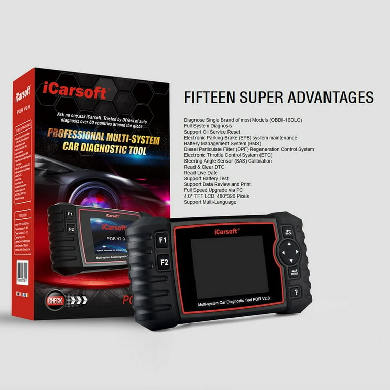 ICarsoft OBD2 Scanner POR V1.0 For Porsche – Diagnostic Tool With Oil Reset, SAS Calibration, Battery Test