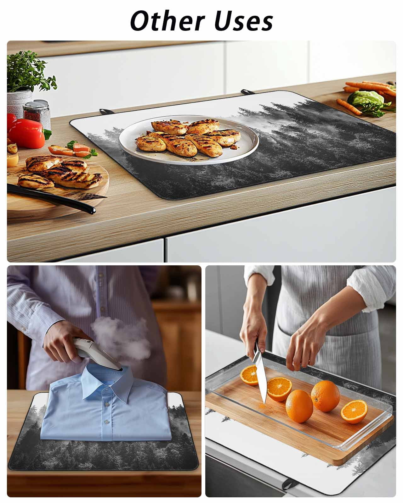 Stove Top Covers for Electric Stove,Black Forest Glass Stovetop Cover Protector,Black and White Natural Landscape Modern Abstract Art Cooktop Protector Oven Mat for Kitchen Countertop 24"x21"