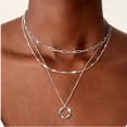 thumbnail image 2 of Dainty Collares de Plata con un diseño único hueco de doble cadena Collares Teen Jewelry, 2 of 6
