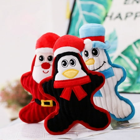 Funny Pet Christmas Photos Dog Christmas Funny Gift Playing Squeaky Toys Pet Soft Chew Interactive Sound Toy ()