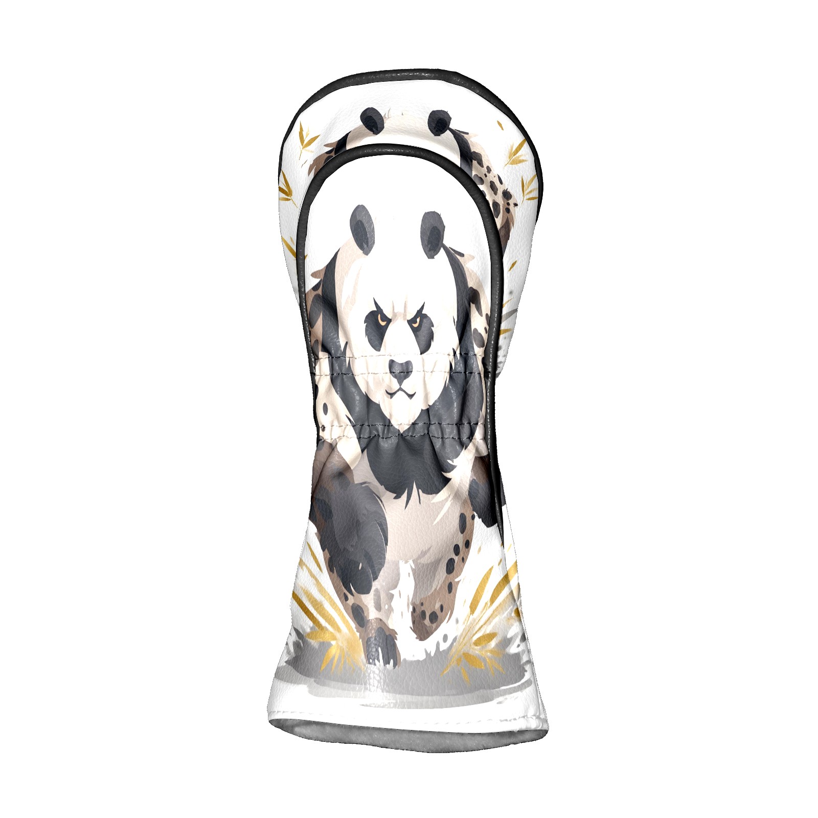 Club Head Covers - Panda Brown Design, Premium PU Leather Driver Hybrid Headcovers with Velvet Lining, Waterproof Golf Gifts for Men Women