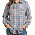 thumbnail image 4 of ClodeEU Women's Collared Button Down Long Sleeve Plaid Shirt,Casual Shacket with Chest Pocket ,Women's Plus L, 4 of 5