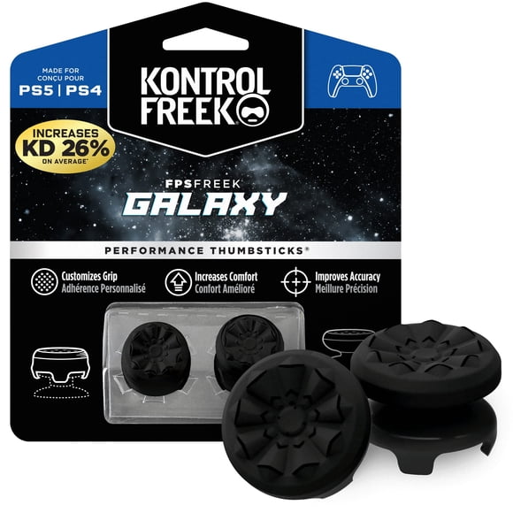 KontrolFreek FPS Freek Galaxy Black para Playstation 4 (PS4) y Playstation 5 (PS5) | Thumbsticks de rendimiento | 1 de gran altura 1 de media altura | Negro (Edición limitada)
