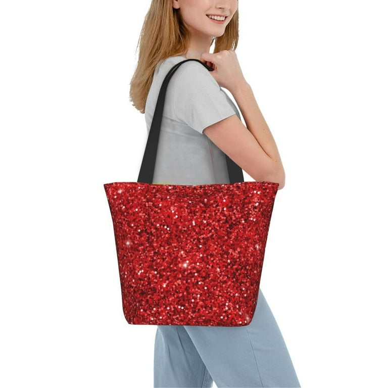Bingfone Red Glitter Women Shoulder Tote Bags Casual Bag Ladies Shopping Handbag