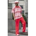 thumbnail image 1 of Montique Red Men's 2 Piece Walking Suit Short Sleeve Plaid Shirt Set 1937, 1 of 1
