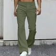 thumbnail image 2 of WTOBBY Men's Corduroy Bell Bottom Pants Relaxed Vintage Casual 70s Style Stretch Slim Fit Classic Disco Trendy Flared Men's Trousers,Army Green L, 2 of 4